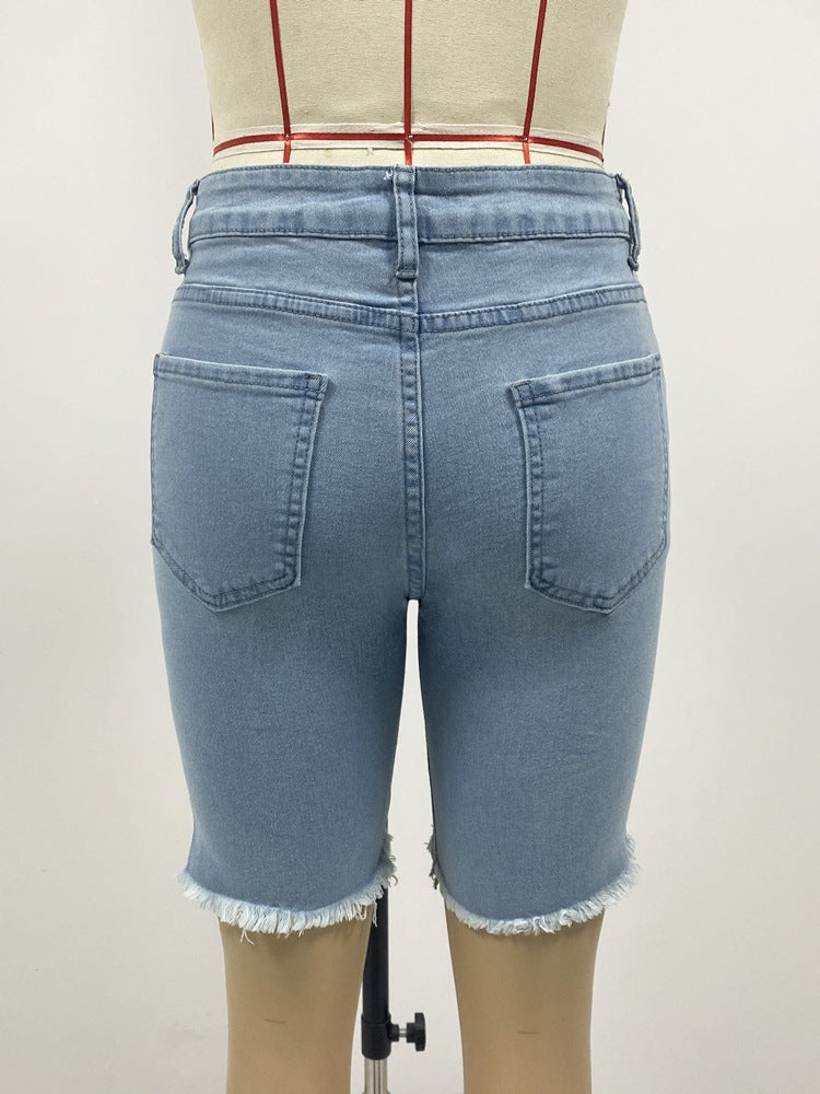 Women summer patch Ripped Denim shorts 7