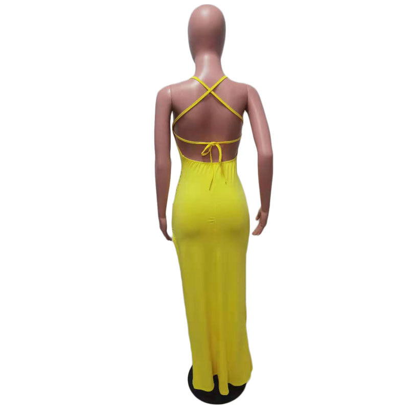 Women's Clothing Spring Summer Fashion Sexy Sling Pure Color Dress 26