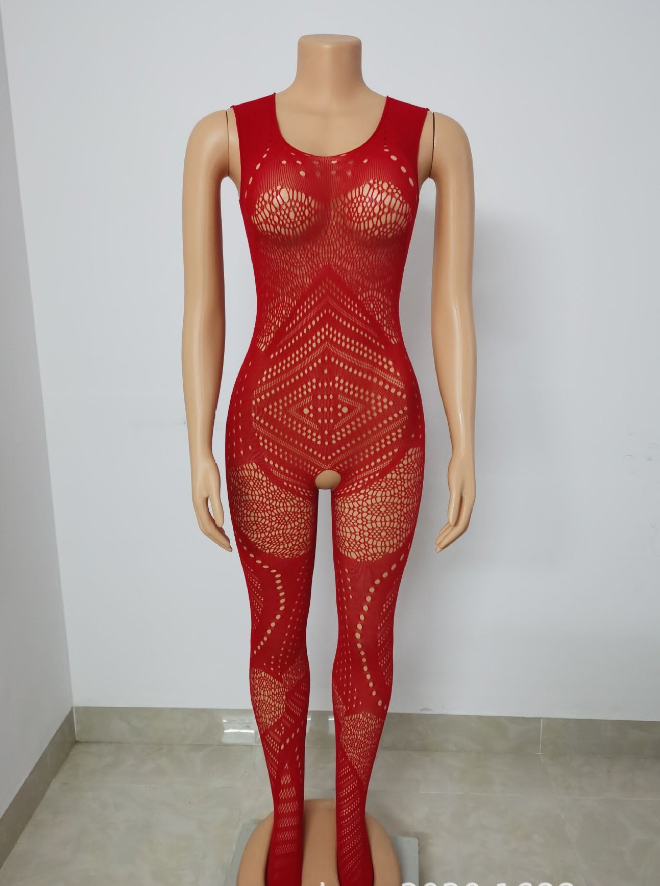 Women Hollow Sexy Halter Neck Mesh Backless Jumpsuit Sexy Lingerie 4