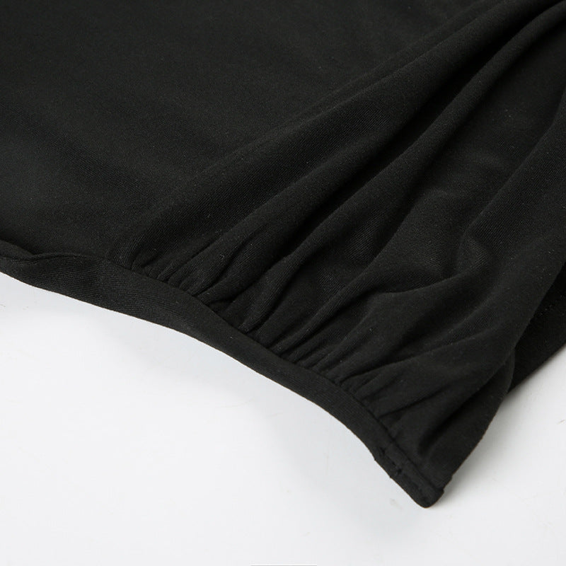 Women American asymmetrical off-shoulder metal button streamer Tank Top 15