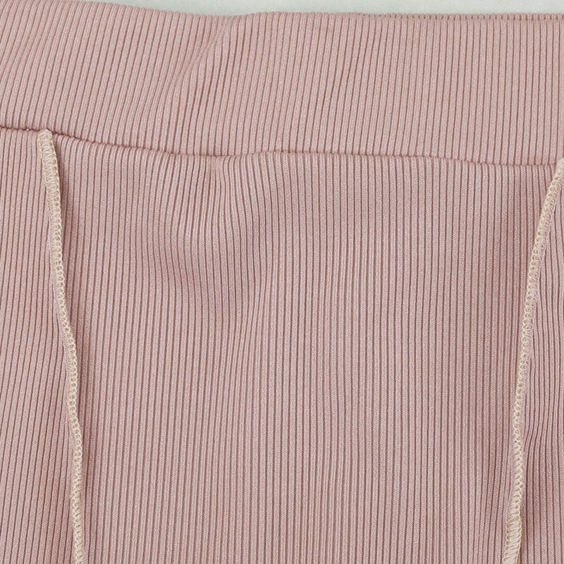 Casual Fashion Pink Short Sleeve T-shirt Tight Fitting Pants Two-piece Women's Set 9