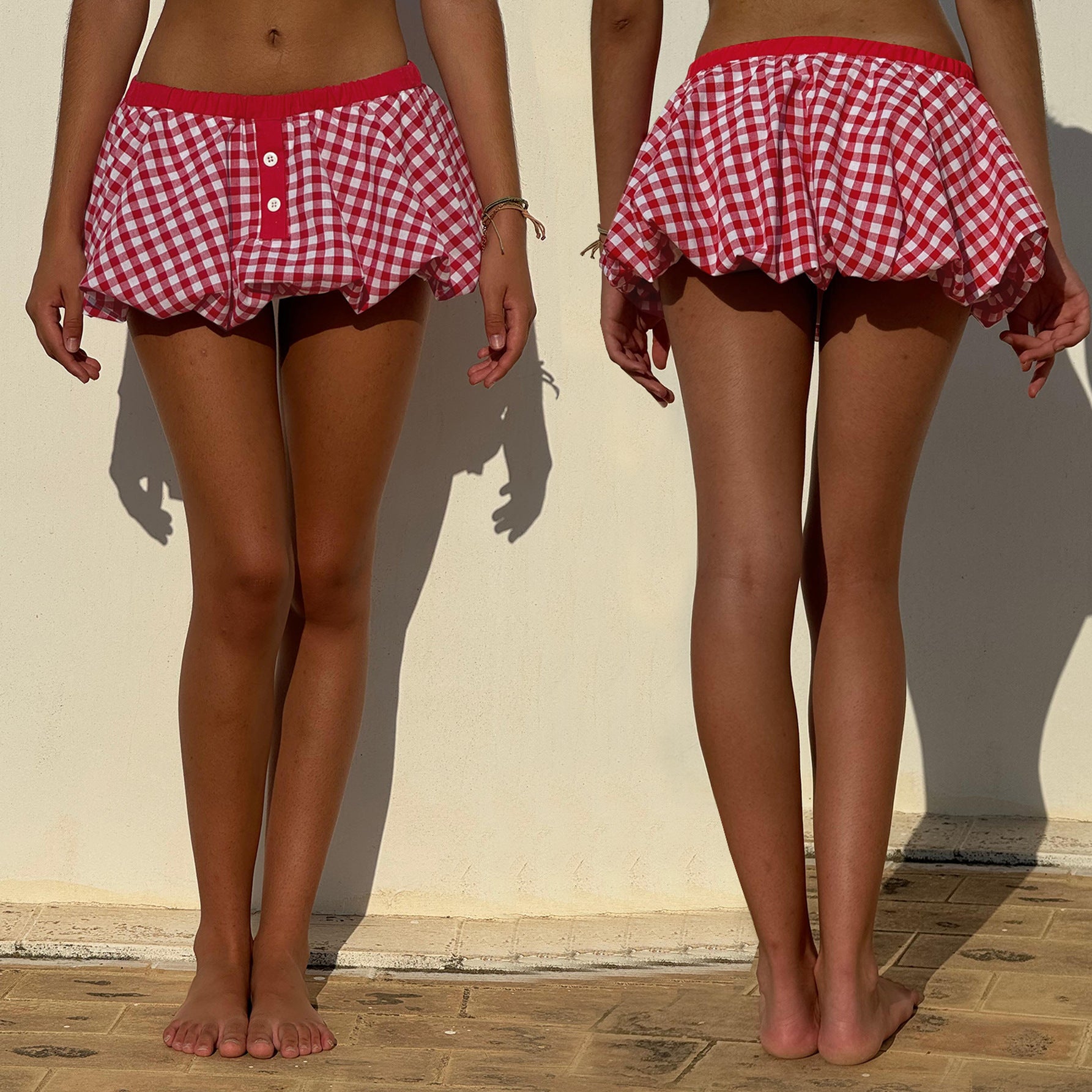 Y2K Puffy Elastic Waist Plaid Bubble Skirt 3