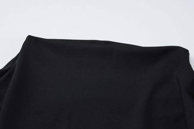 Women Long Sleeve High Neck Sexy Backless Slit Dress 12