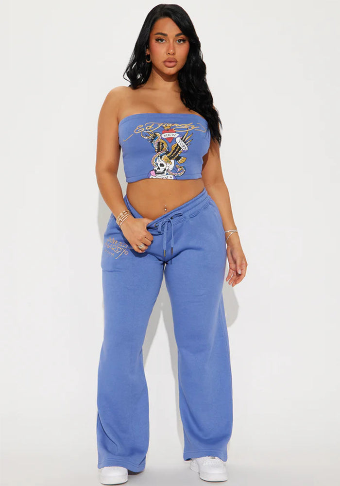 Women Sexy Strapless Top Trousers Two Piece Set