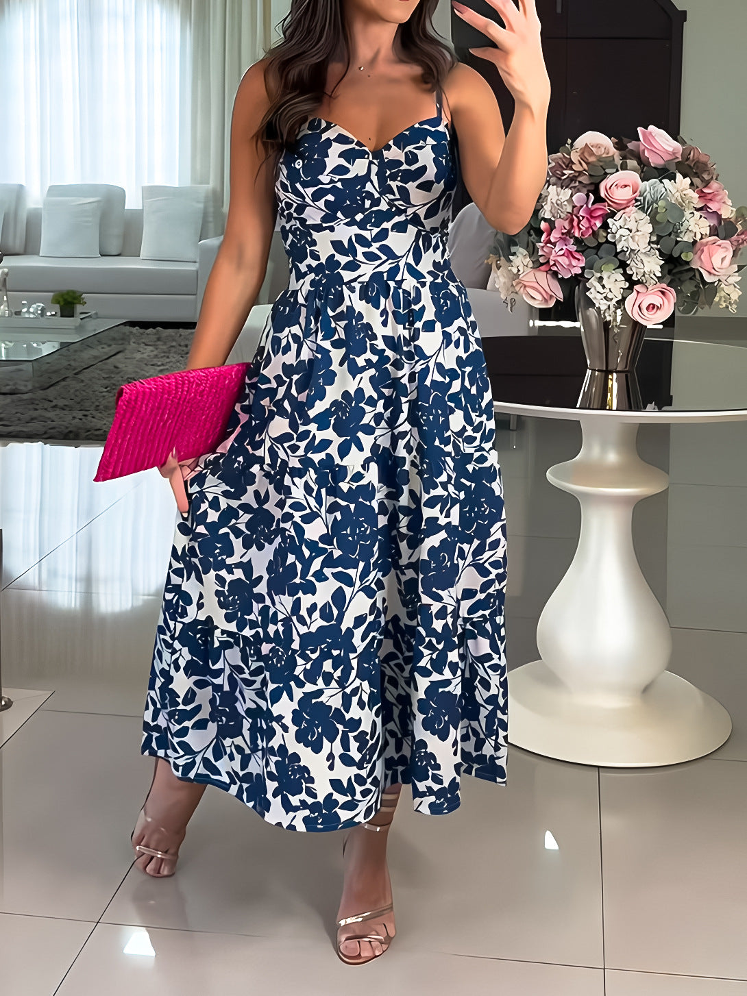 Women Print Holidays Casual Strap Dress 3