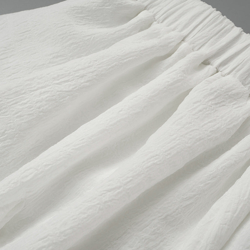 Women's Summer Solid Color Holidays Style Chiffon Strapless Ruffled Two Piece Short Skirt Set 18