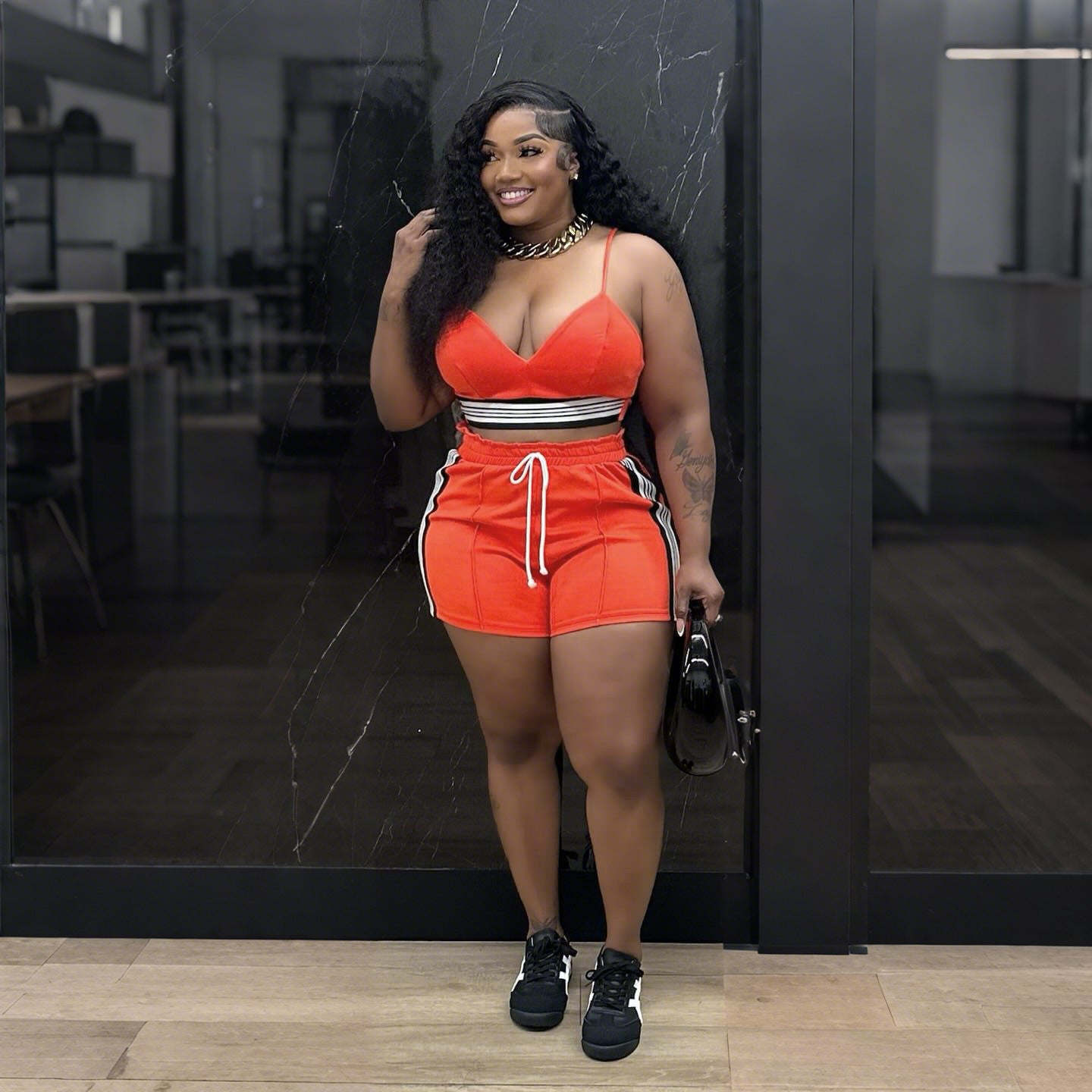 Women Sports Casual Sexy Suspender Top and Shorts Two-Piece Set 7