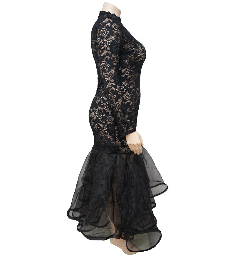 Plus Size Women See-Through Lace Bodycon Dress 15