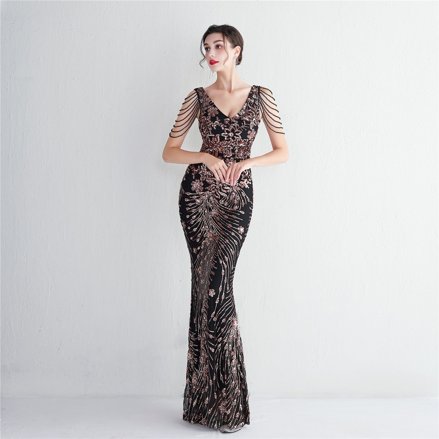 Evening Dress Long Formal Party Slim Fit Evening Dress Chic Elegant Long Sequin Annual Party Evening Dress 8
