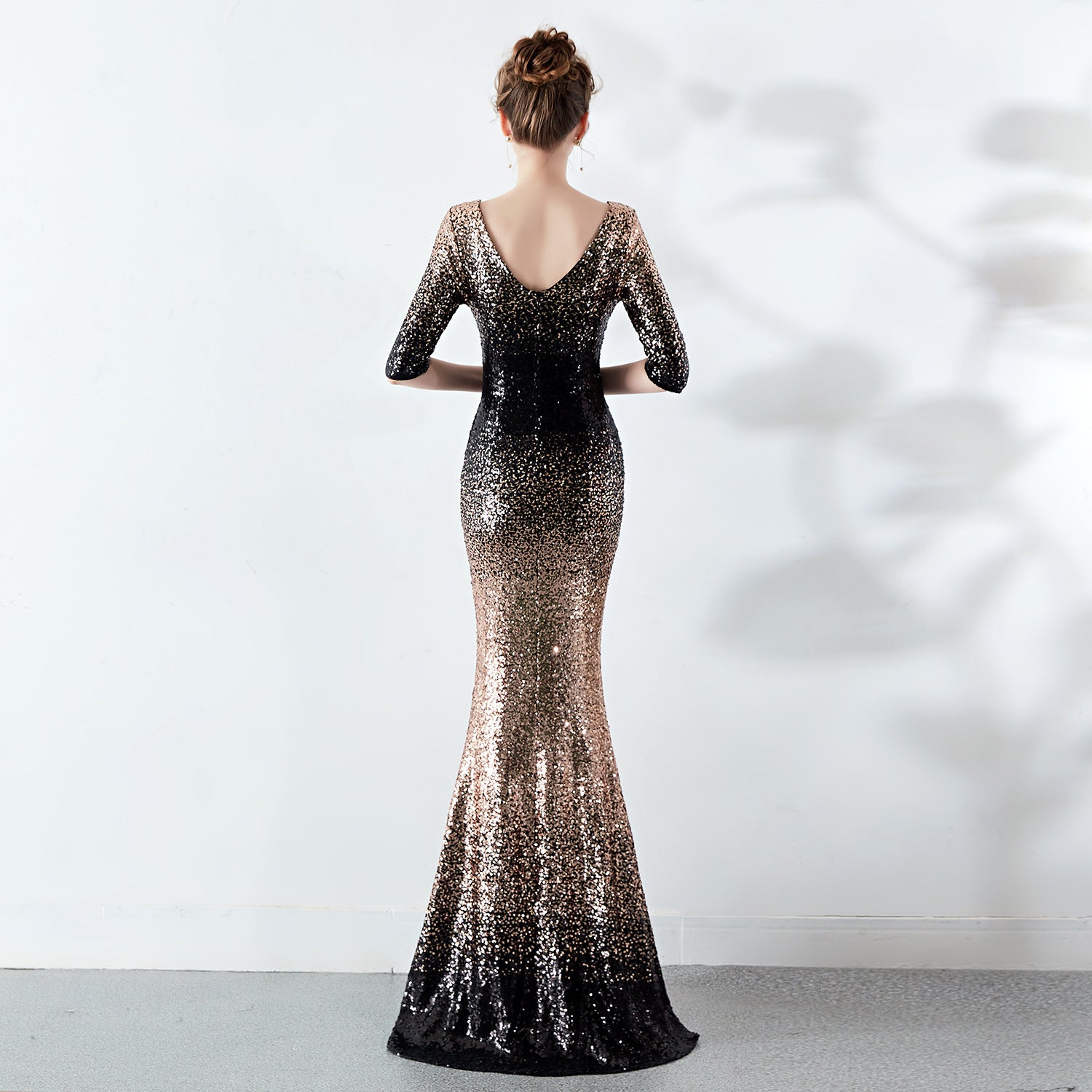 Women's Formal Party Elegant Long Slim Sexy Fishtail Sequins Dress 10