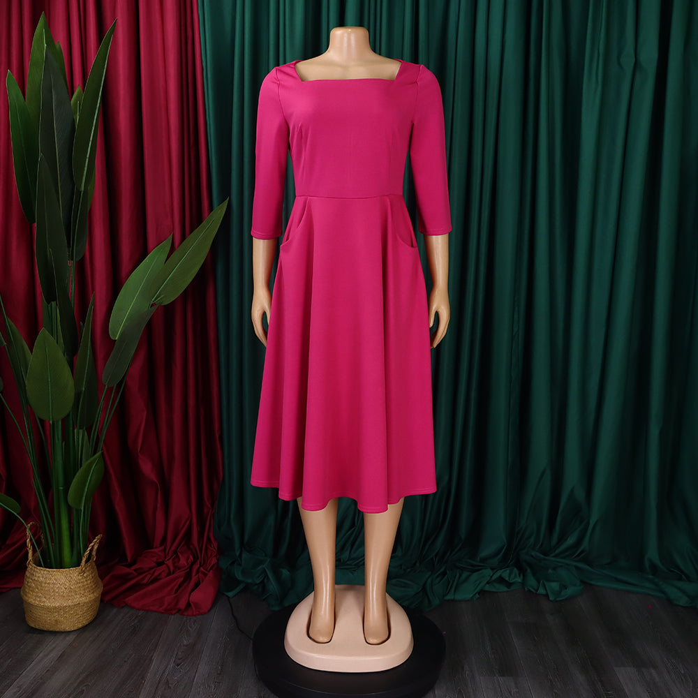 Women Autumn and Winter Pocket African Dress 19