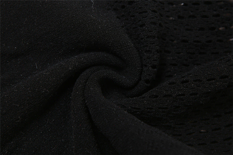 Spring Solid Round Neck Long Sleeve Sexy See-Through Mesh Jumpsuit 15