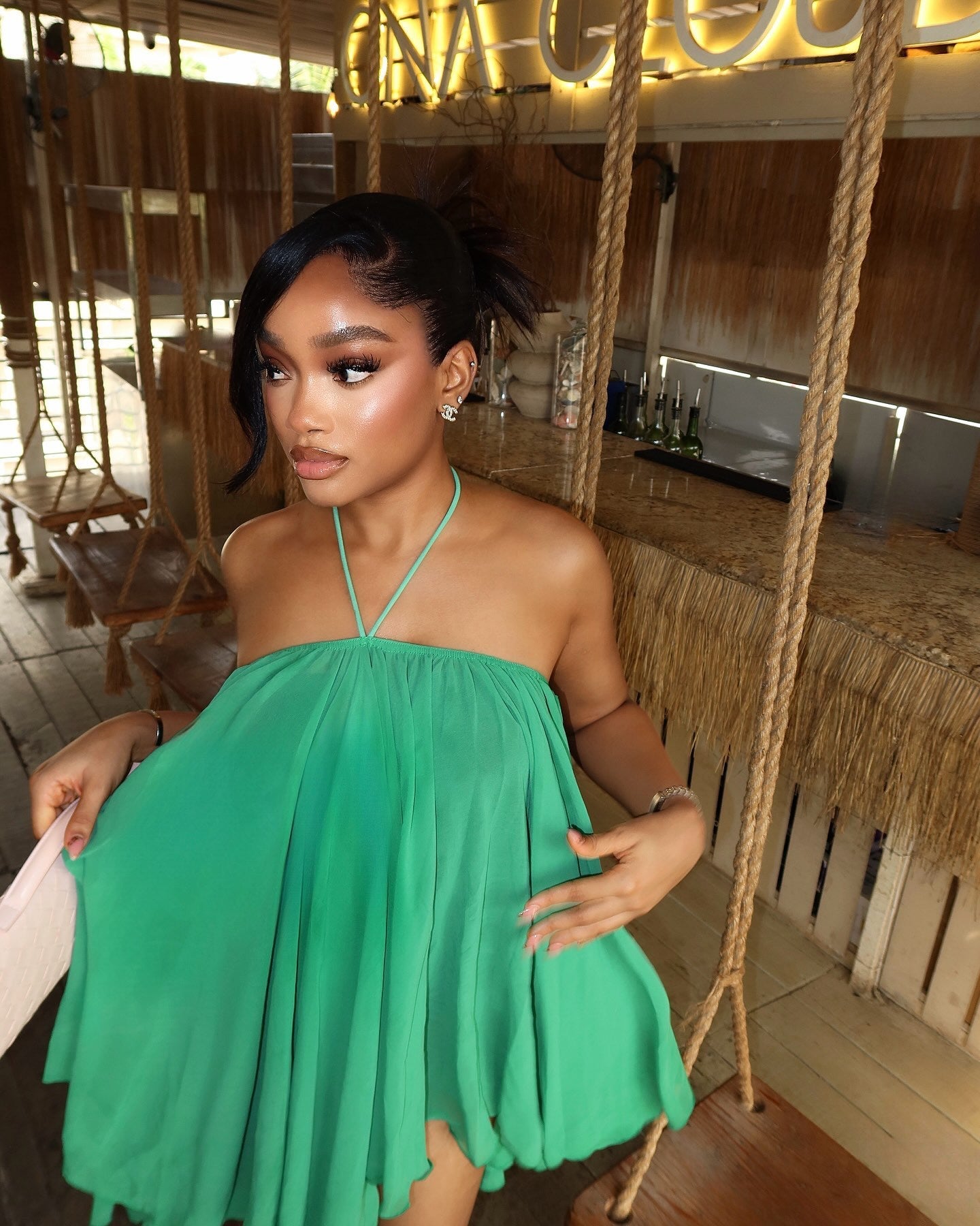 Women Spring Summer Halter Neck Strapless Dress 12