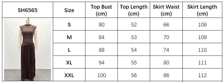 African Women Solid Irregular Sleeveless Crop Top Pleated Skirt Two-piece Set 9