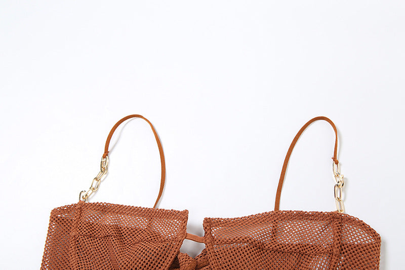 Summer Sexy See-Through Lace-Up Bra Low Waist Slim Skirt Two Piece Set 12