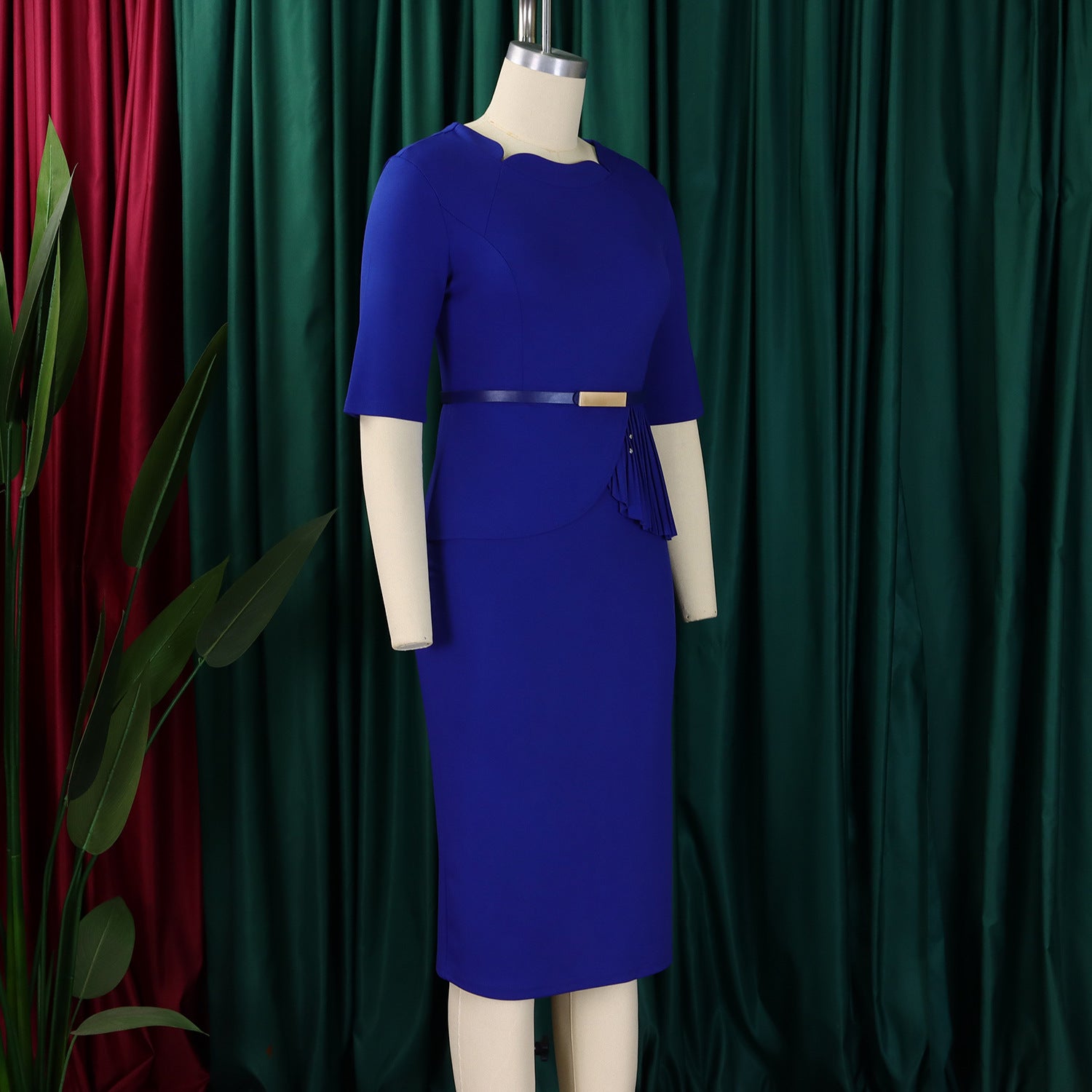 Women's Summer Fashionable Solid Color African Bodycon Dress 11