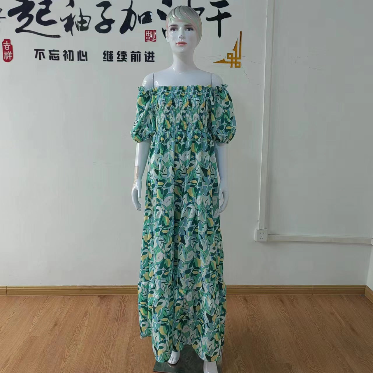 Women Boho Print Off Shoulder Holidays Oversized Dress 23