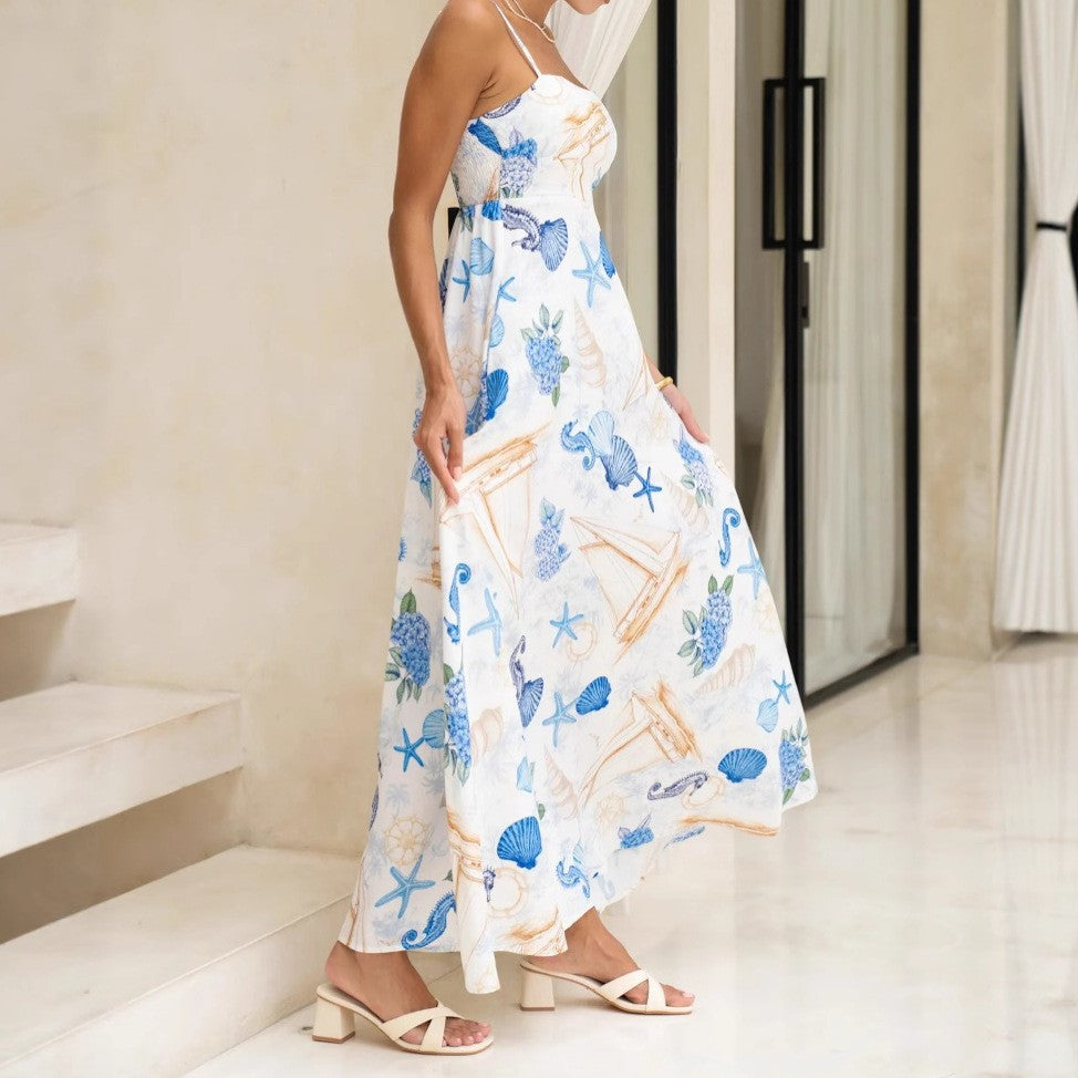Summer Holidays Women's Print Casual Strap Maxi Dress 4