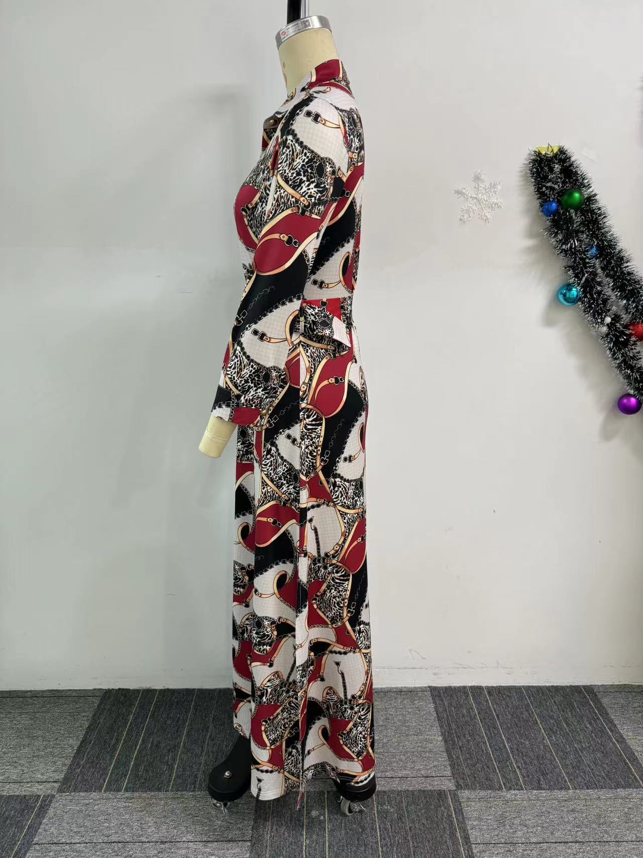 Women Printed Button-Style Side Slit Maxi Dress 6