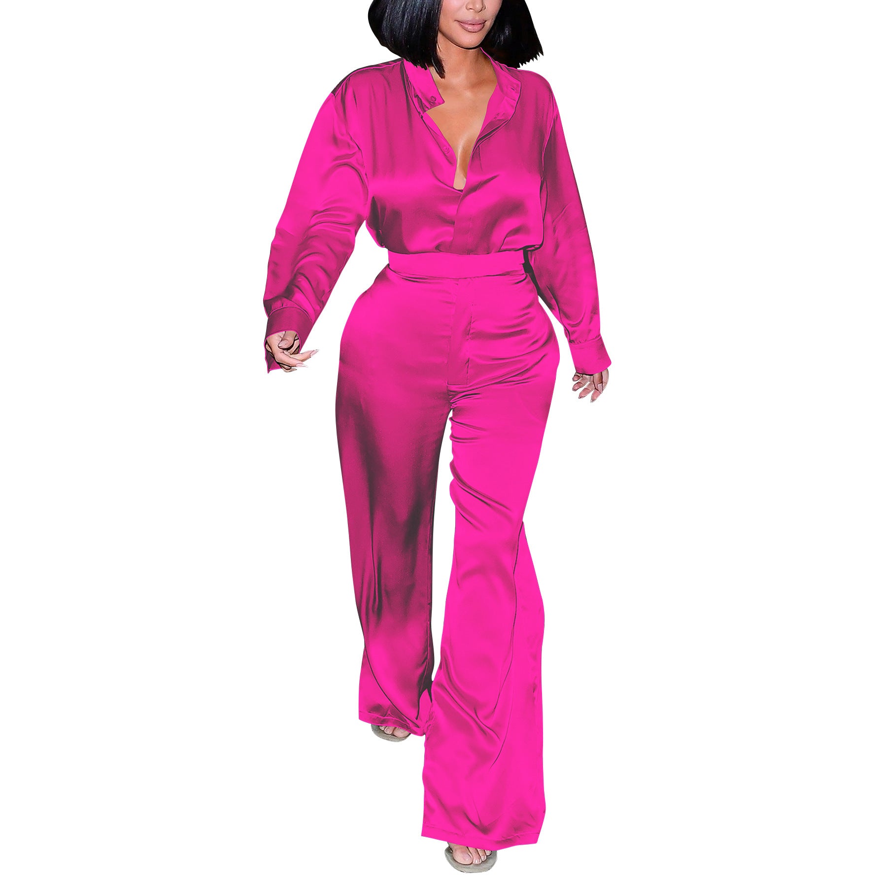 Fashion Women's Long Sleeve Shirt & Pants Set 15