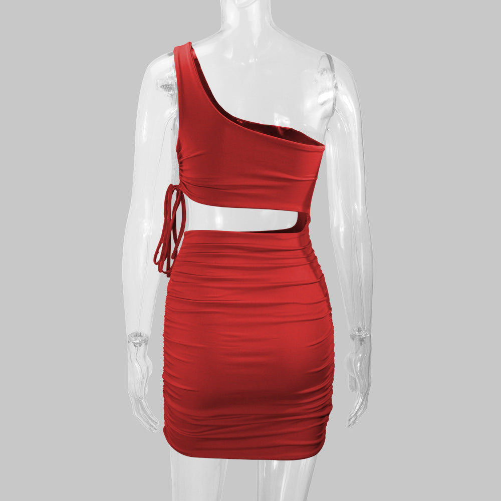 Women sexy hollow pleated Bodycon Dress 31