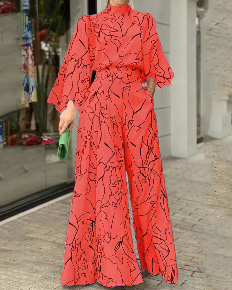 Women Summer Elegant Lace-Up Print Sleeveless Jumpsuit 8