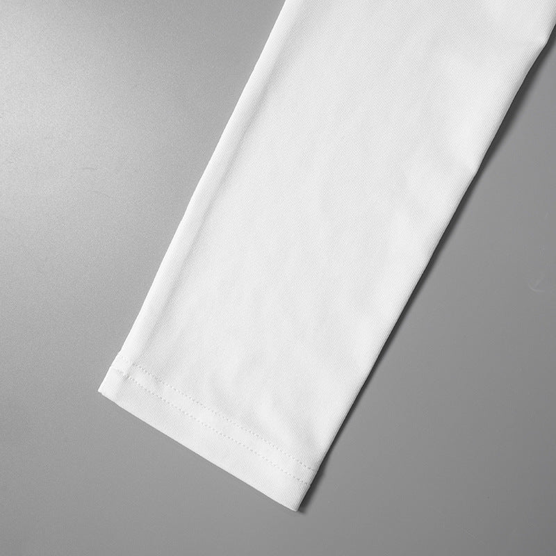 Women's Summer Solid Color Patchwork Mesh Round Neck Long Sleeve Slim Fit Pleated Short Dress 12