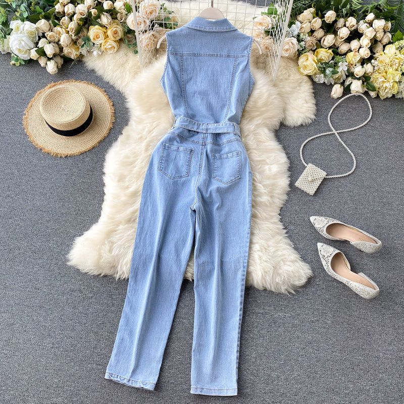 Women Denim Wide Leg Jumpsuit 3
