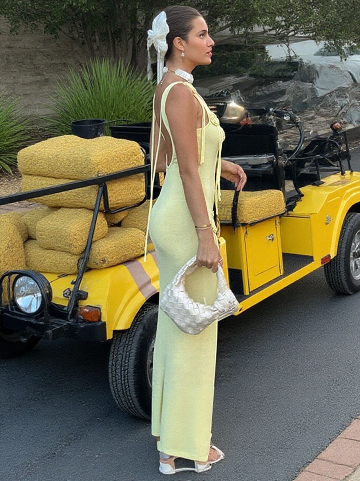 Flower Strap Sleeveless Sexy Slim Low Back Knitting Beach Long Dress 6