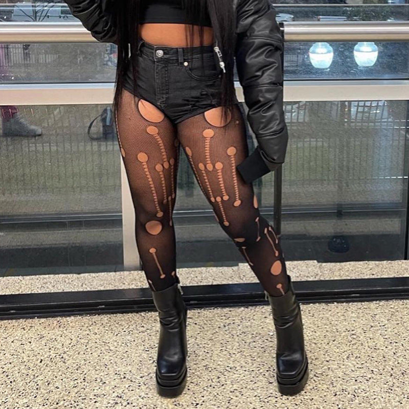 Fashion Women's Spring Sexy Cutout See-Through High Waist Mesh Pants 4