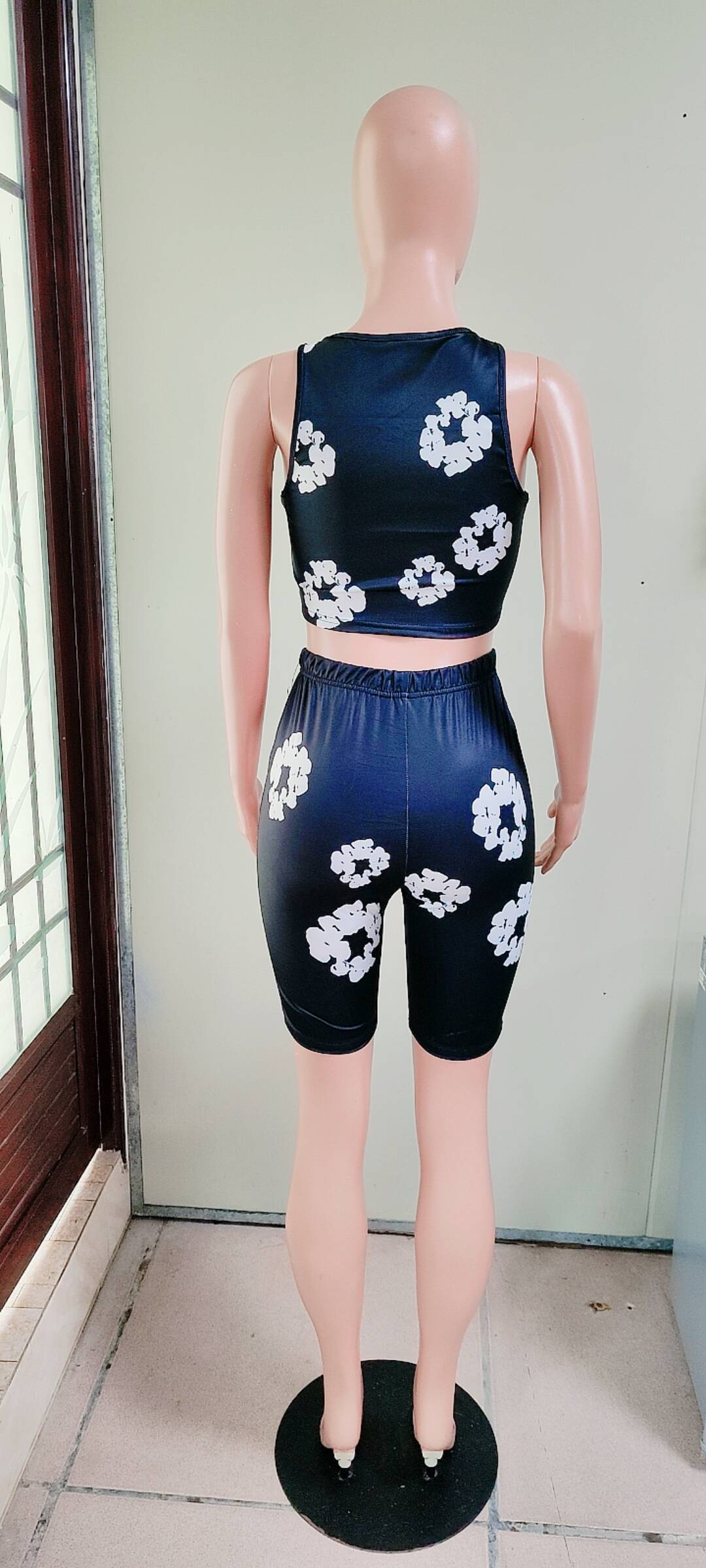 Stylish Casual Trendy Print Vest Shorts Two Piece Set 15