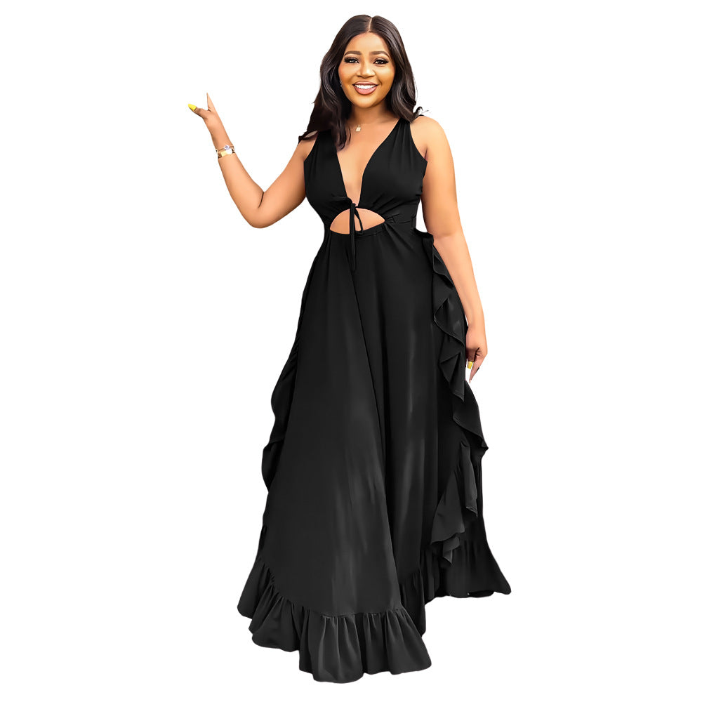 Women Sexy Backless Ruffled Slip Dress 4