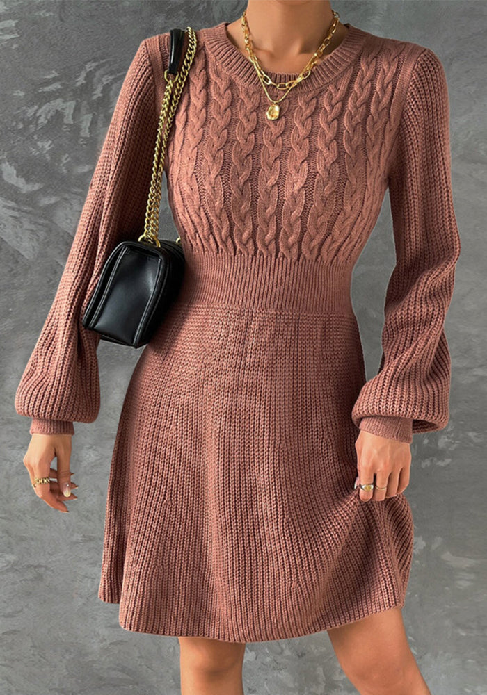 Women's Spring And Autumn And Winter Slim Waist Long-Sleeved Sweater Dress