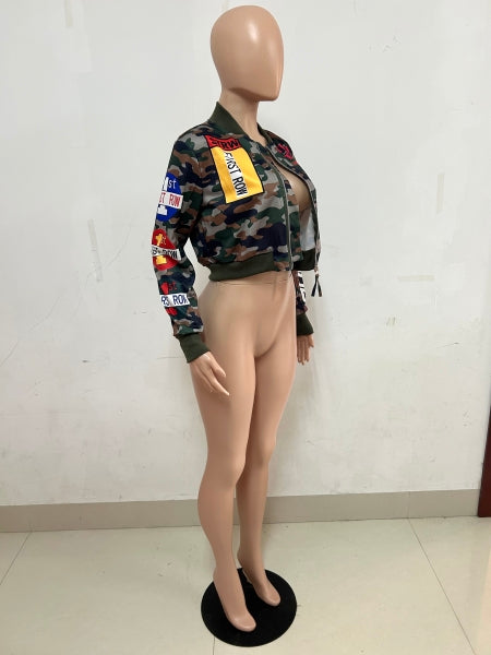 Women's Autumn Winter Camouflage Print Casual Jacket 9