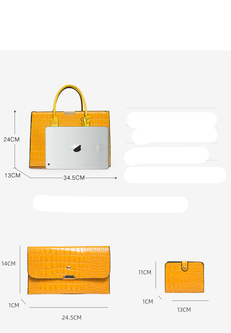 Large Fashion Large Capacity One Shoulder Portable Diagonal Bag Stone Texture Three-Piece Bag 16