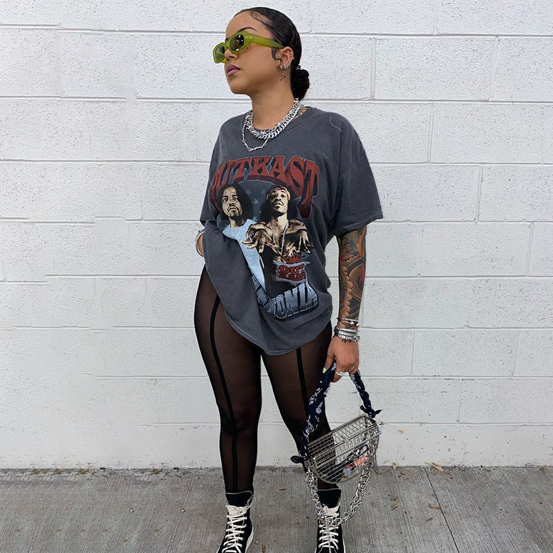 Women Spring/Summer Sexy See-Through Mesh Athletic Capri Pants 5