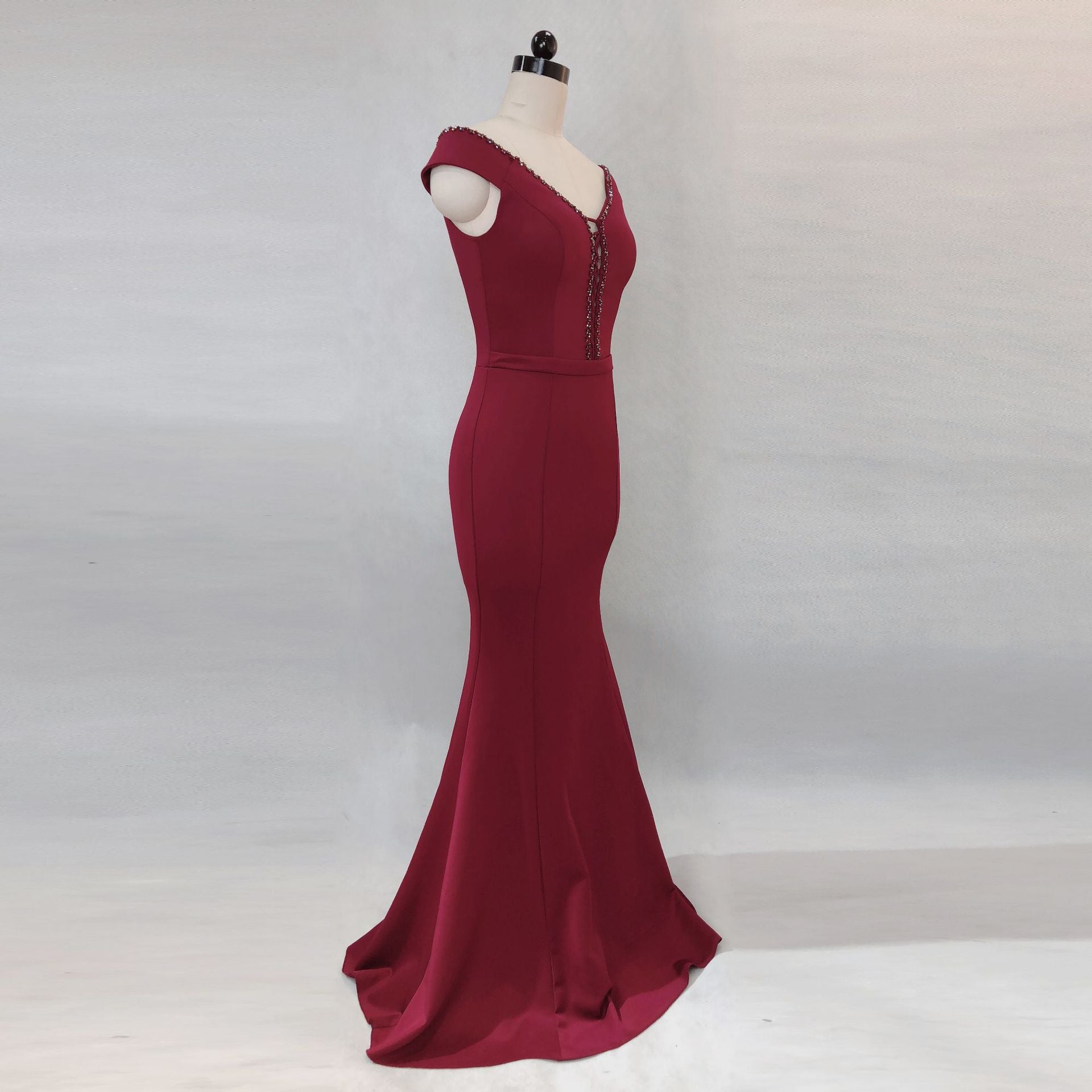 Women Elegant V Neck Slim Formal Party Maxi Mermaid Evening Dress 24