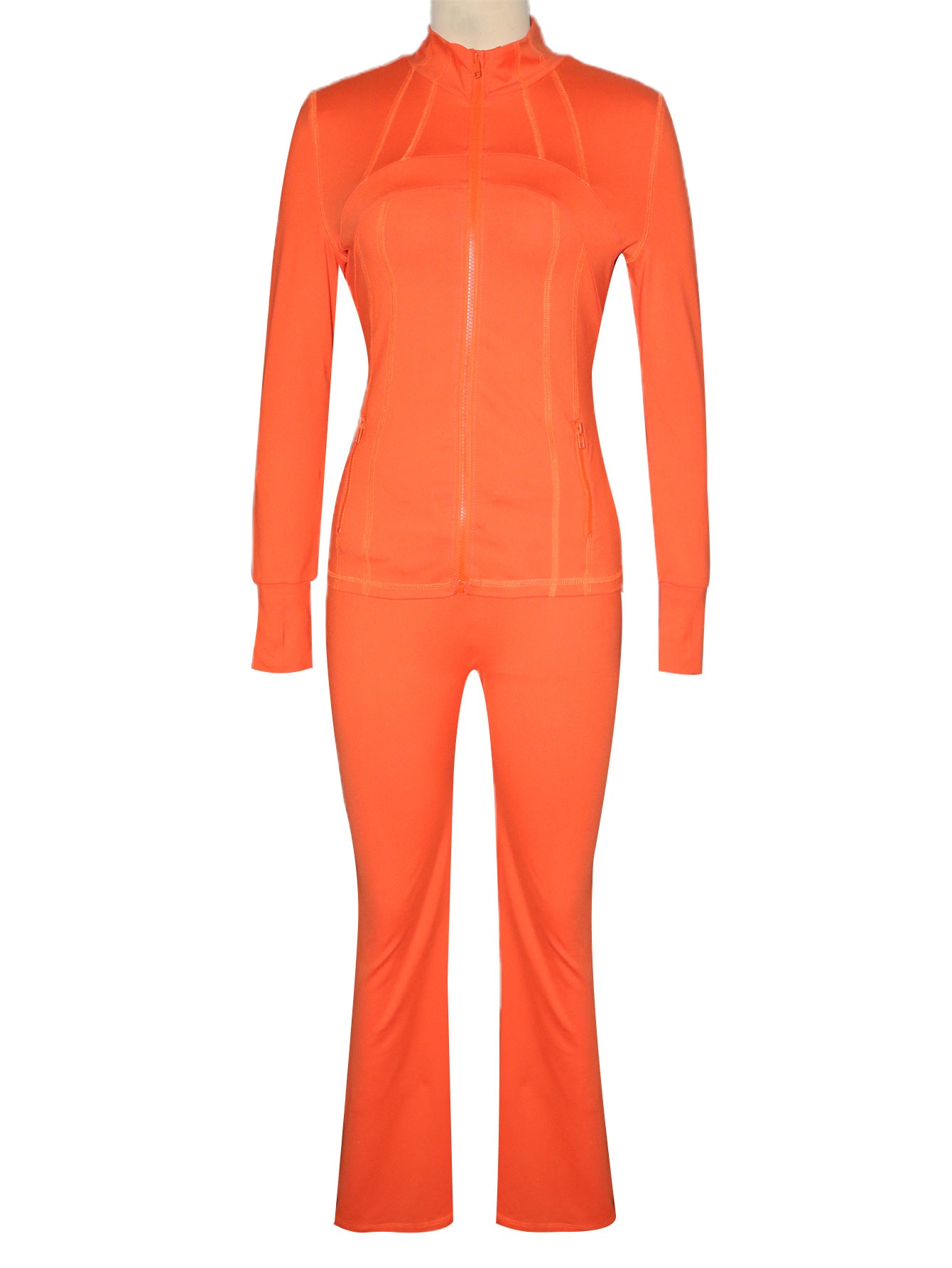 Fashion Casual Sportswear Set Women's Long-Sleeve Zip-Up Slim Fit Two-Piece Pants Set 10