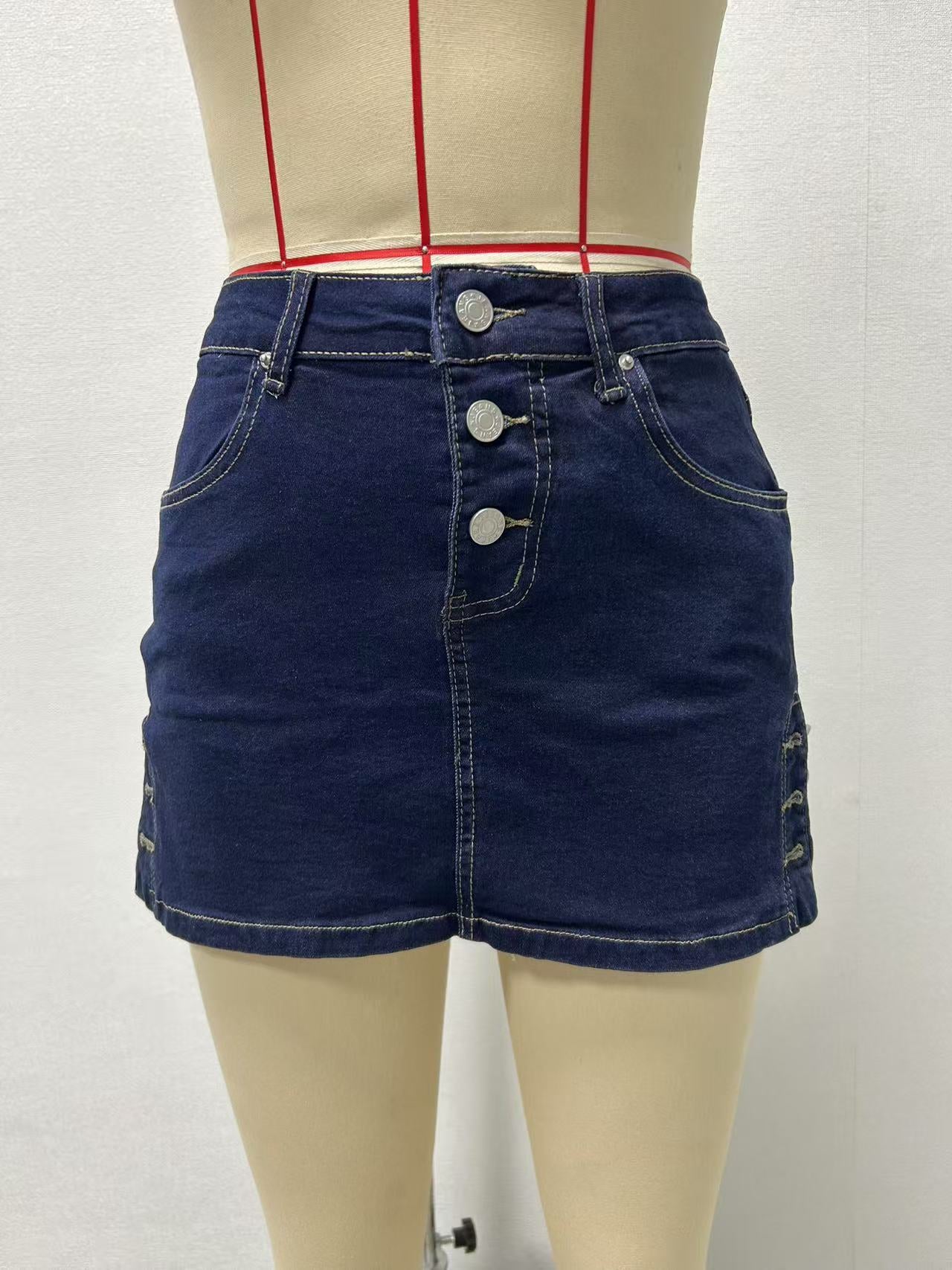 Sexy summer High Stretch Bodycon mini Denim skirt 38