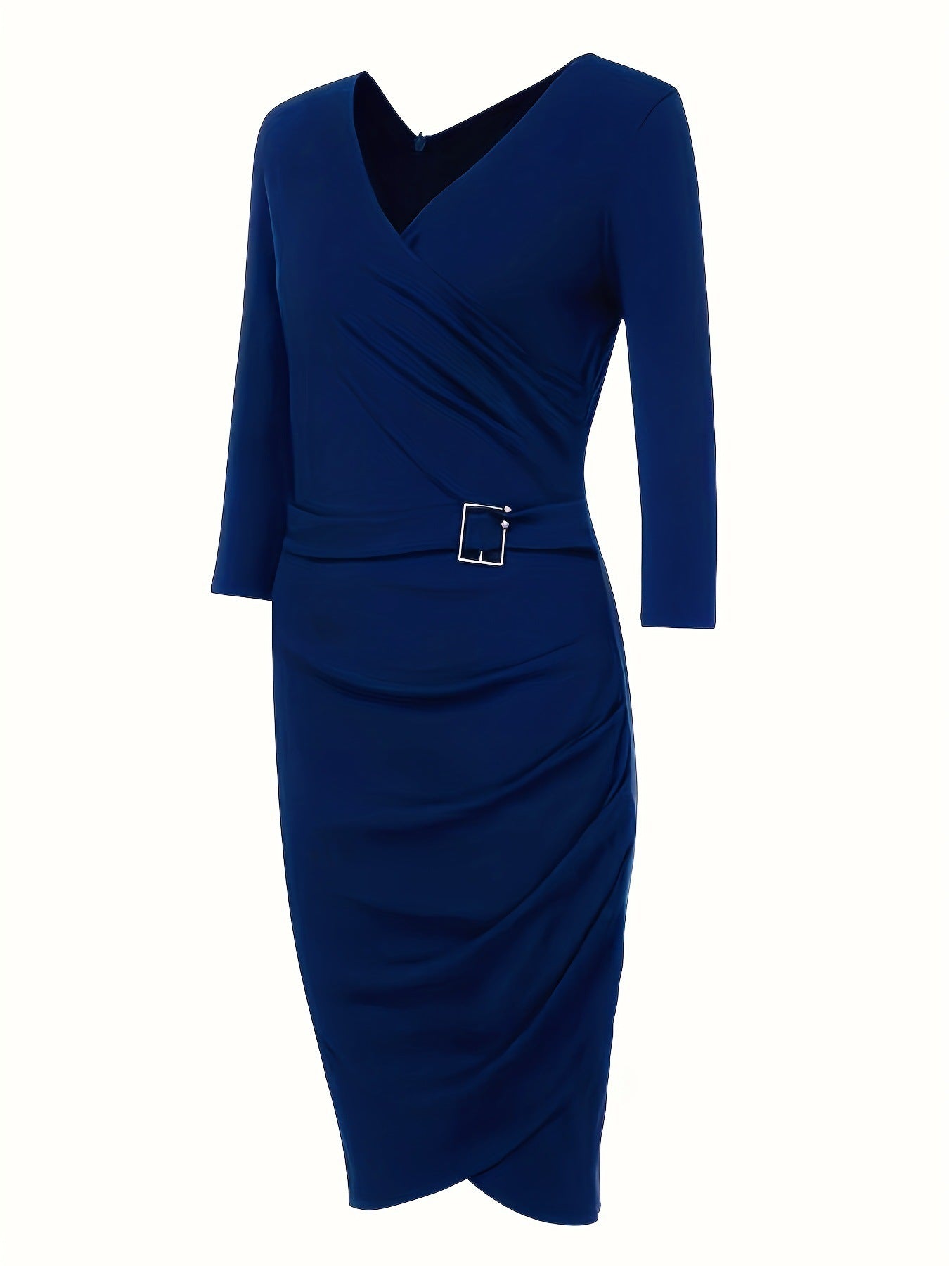 Women three-quarter sleeve v-neck bodycon professional dress 18
