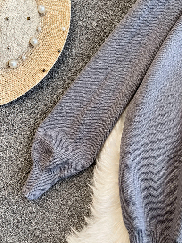 Trendy Women's Oversized Knit Hoodie High-Waisted Wide-Leg Pants Set 9