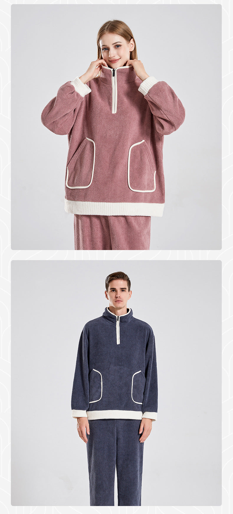 autumn and winter outdoor wear pullover couple home clothesvelvet pajamas for men and women 8