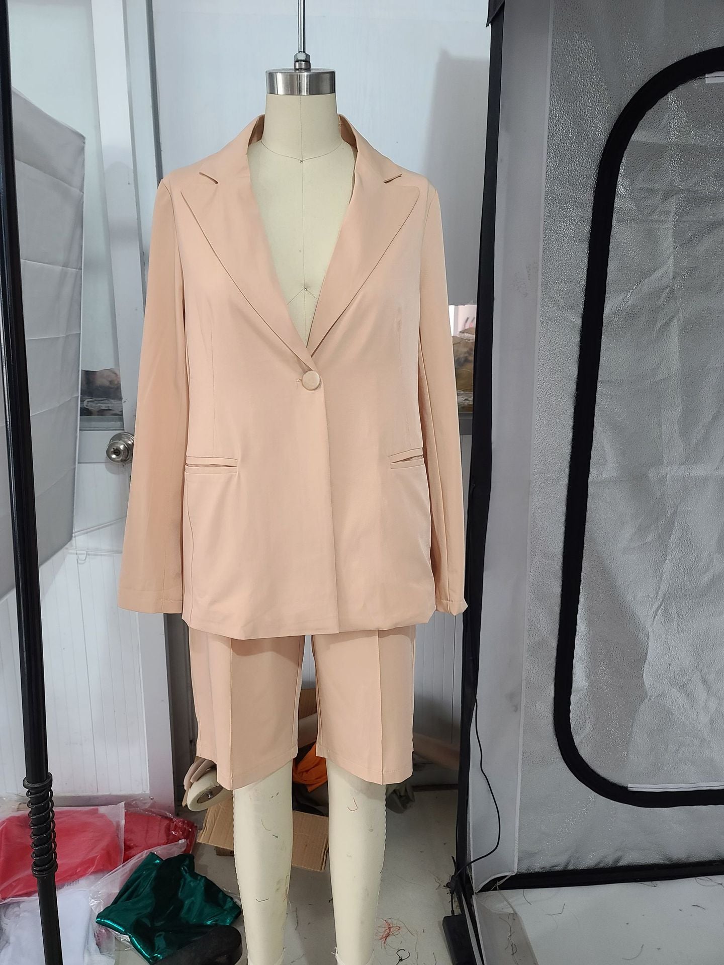 Women Career Blazer and Shorts Two-Piece Set 20