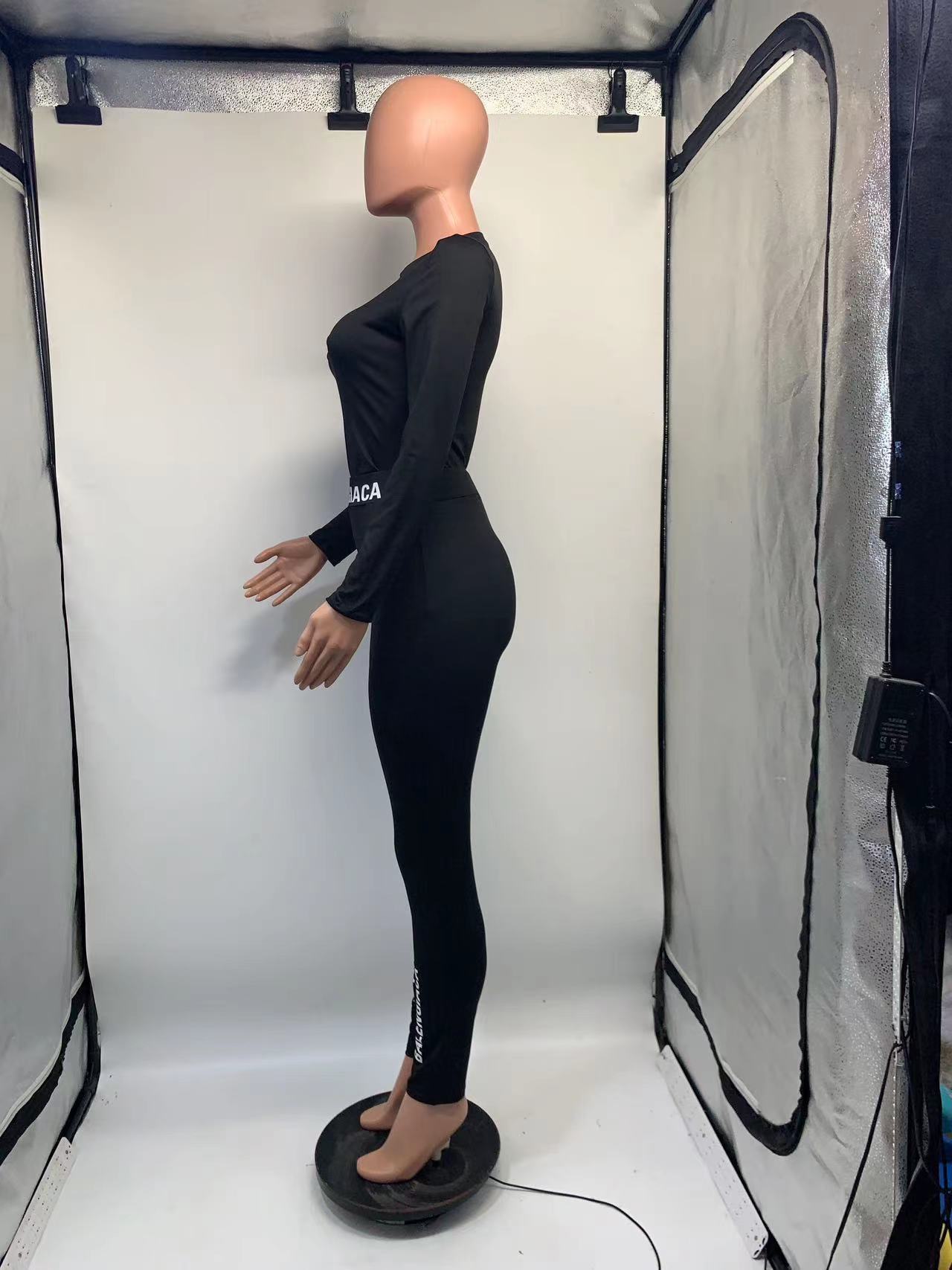 Women Letter Print Long Sleeve Top and Pants Two-Piece Set 9