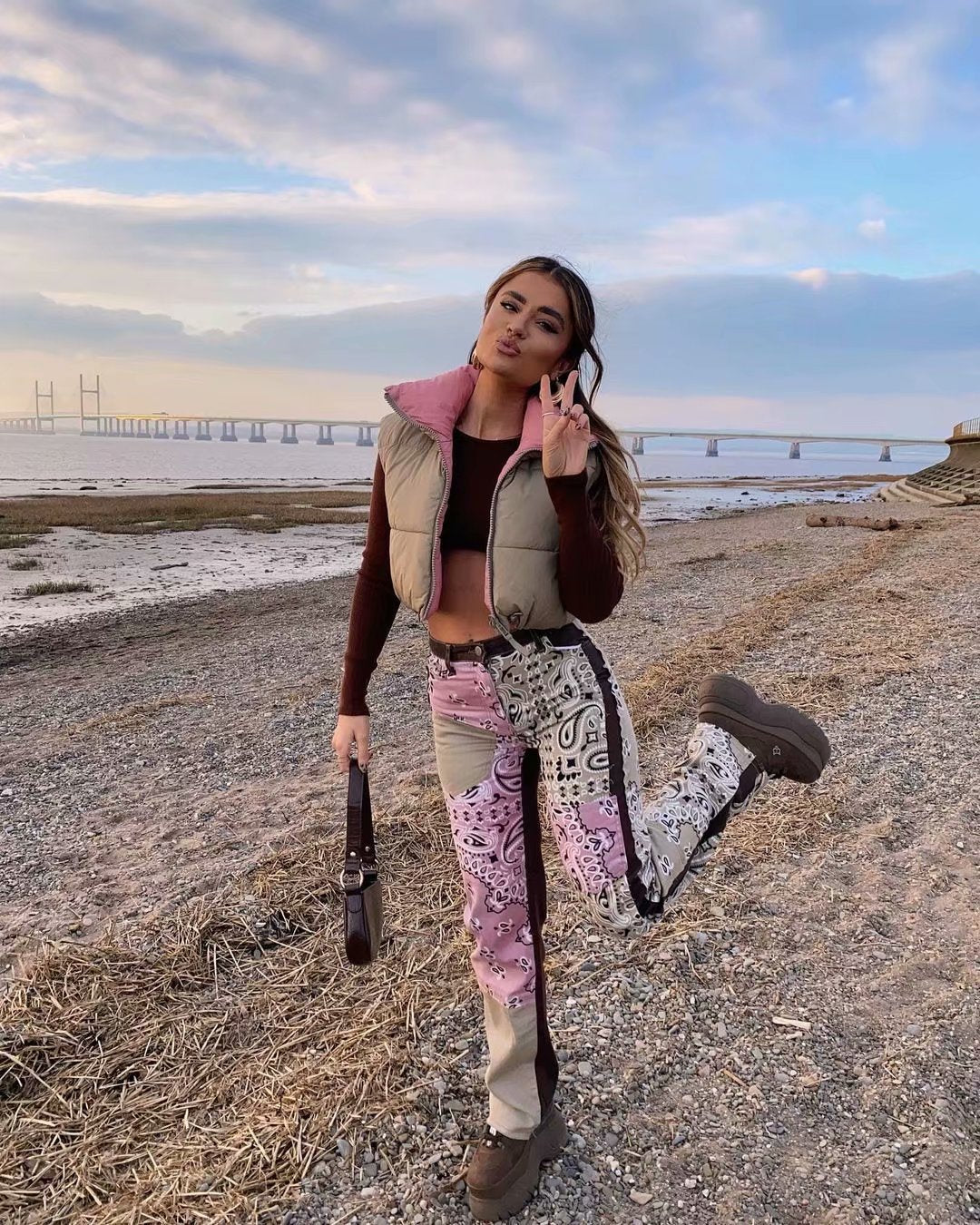 Women Reversible Stand Collar Vest 12