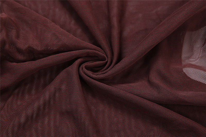 Women autumn sexy mesh patchwork see-through long-sleeved dress 15