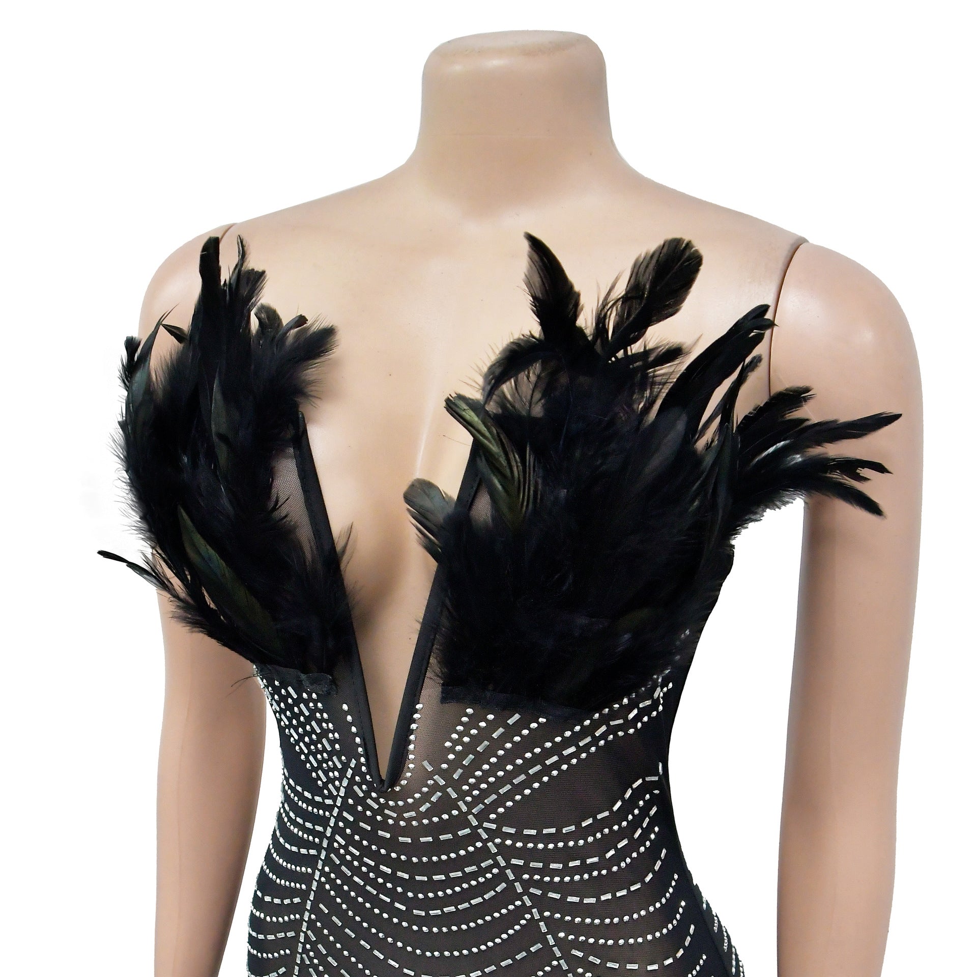 Women Solid Sexy Mesh Beaded Jumpsuit 22