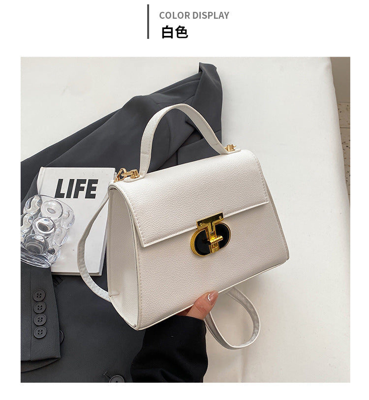 women's lock shoulder Messenger bag solid color small bag 5