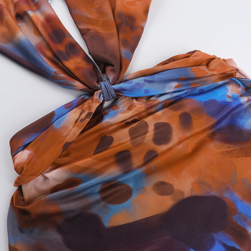 Summer Deep V Hollow Slim Halter Neck Bodycon Short Dress 12