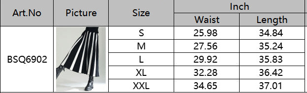 Spring Autumn Winter Knitting Color Blocking Fashion Pleated A-Line Long Skirt 8